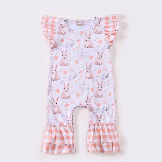 Peach Bunnyhop Baby Romper Easter
