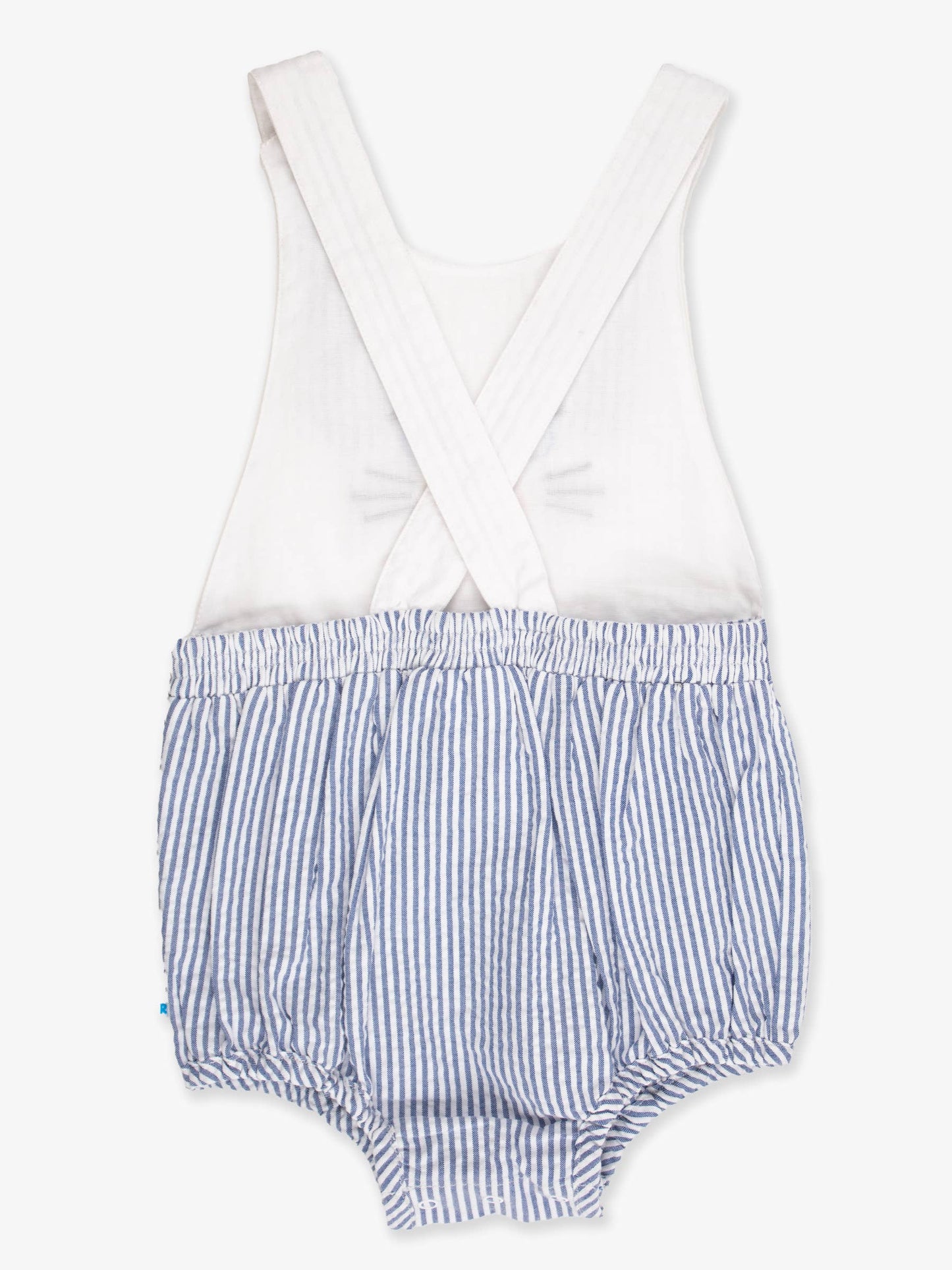 Baby Boys Blue Bunny Ears Seersucker Overall Bubble Romper