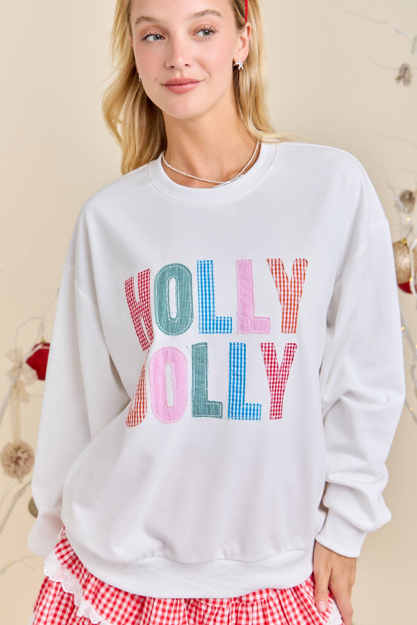 Holly Jolly Multicolor Gingham Pullover – Ready to Ship🎄